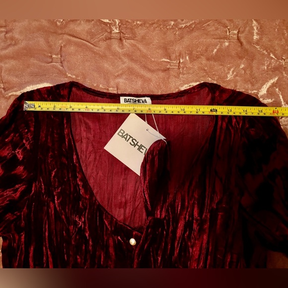 NWT Batsheva Burgundy Velvet Dress - Picture 5 of 7